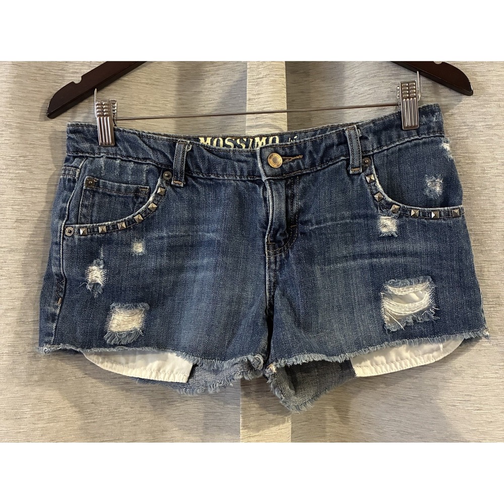 Y2K Mossimo Micro Mini Denim Shorts Studded Festival Size‎ 7